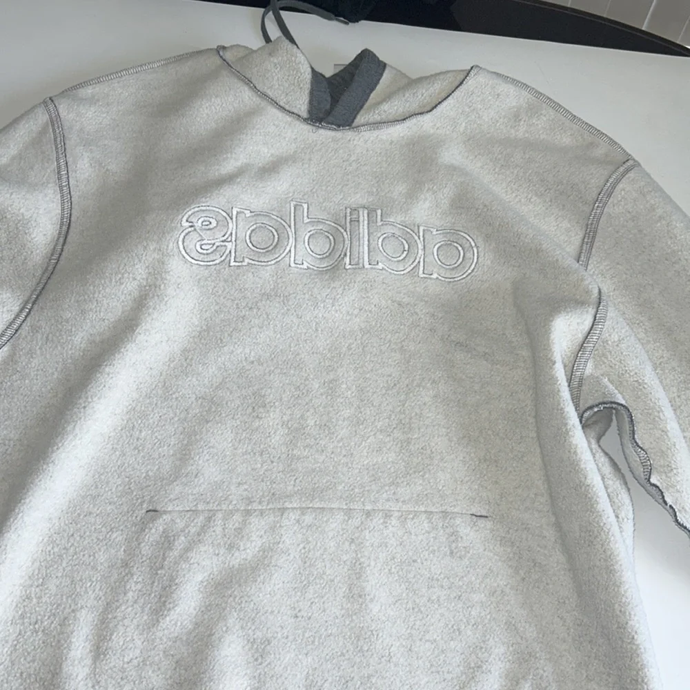 Adidas Gray Fleece  Long Sleeves Pullover Hoodie - Picture 13 of 17